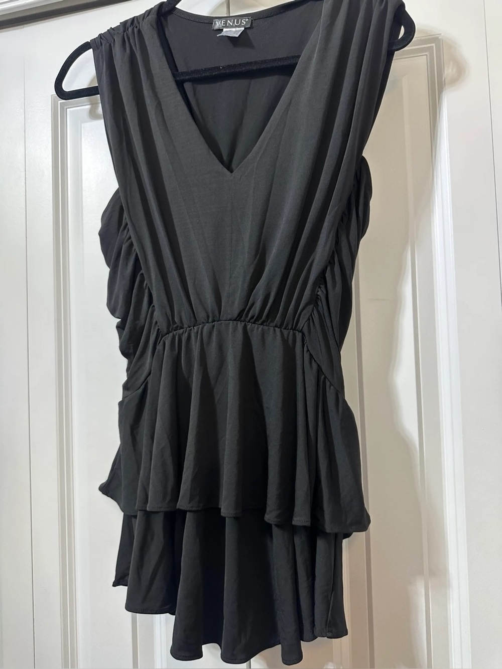 VENUS Black Scoop Neck Top